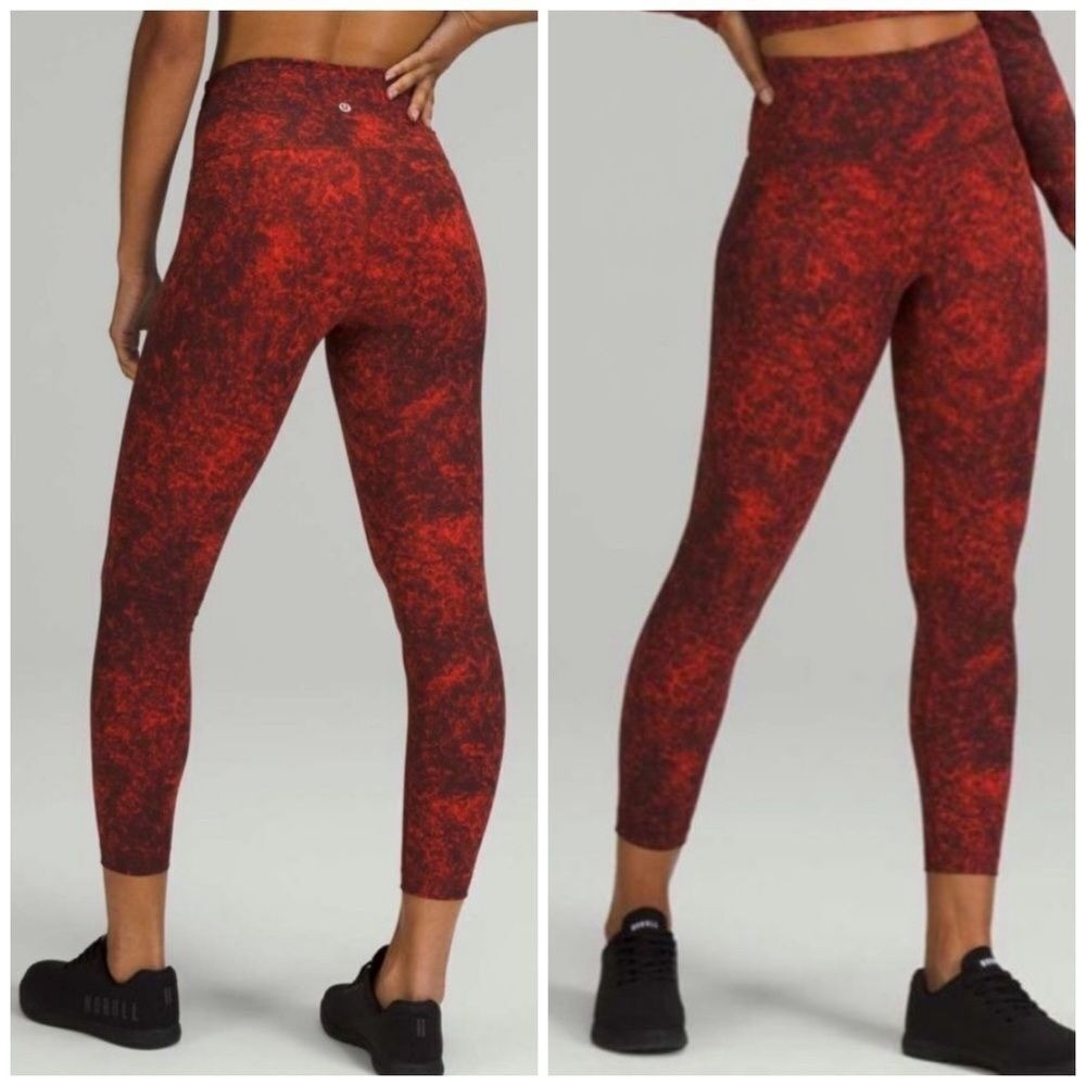Lululemon Wunder Train High-Rise Tight 25"‎ Red Black size 0 XS NEW leggings